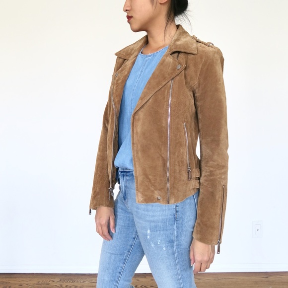 BCBGeneration Tan Suede Leather Moto Jacket - Picture 3 of 8